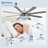 72" Modern Silver  Large Ceiling Fan with Dimmable LED Light and Remote Control DIY Shade 6-speed Reverisble Blades-5390696
