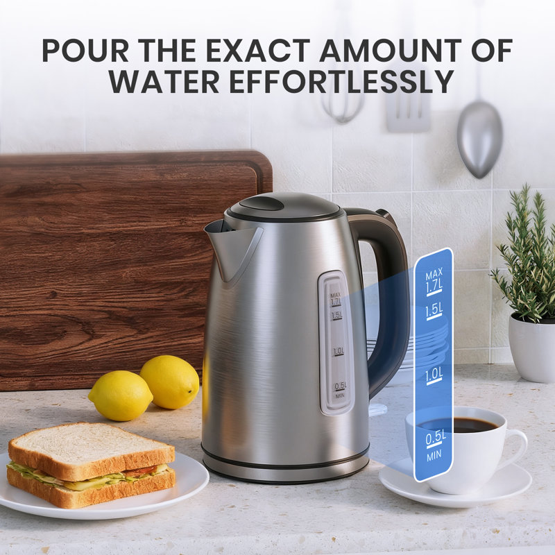 SUPERLEX 1.7L Stainless Steel Electric Tea Kettle