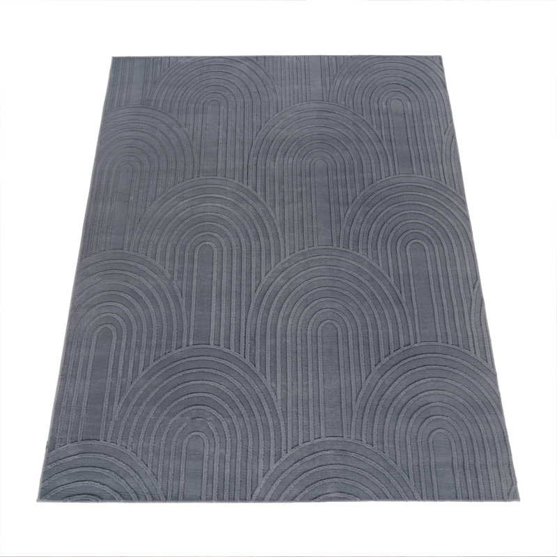 Lynell Rectangle Geometric Dhurrie, Grey, Rectangular 80cm x 150cm