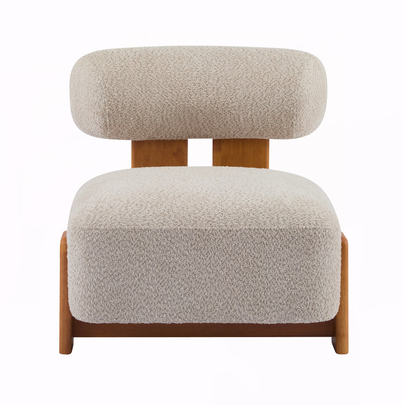 Lounge Chair With Solid Wood Frame, Almond