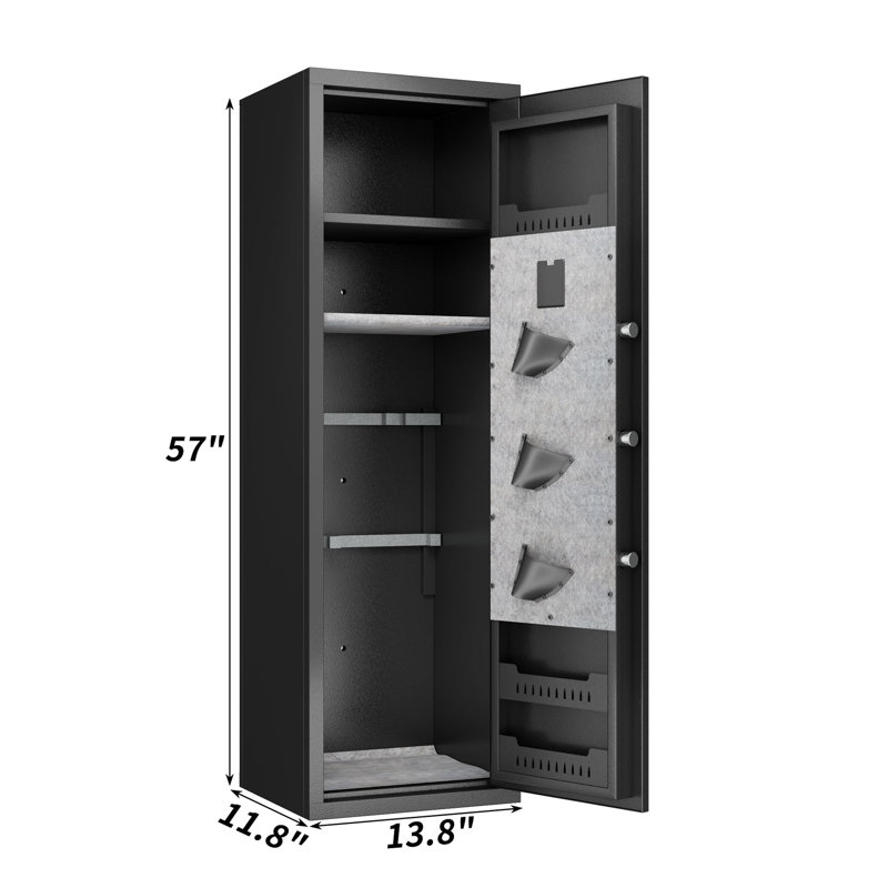 Maison et coffre-fort verrouillable - Empreinte digitale électronique, accès rapide, cloison amovible, sans assemblage, rangement électronique noir pour carabines et pistolets