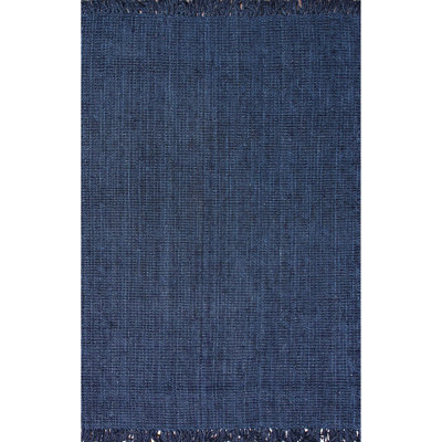 Royce Farmhouse Handmade Tufted Chunky Jute Navy Blue Rug