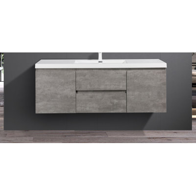 Ensemble de meuble-lavabo simple mural de 59 po Japon