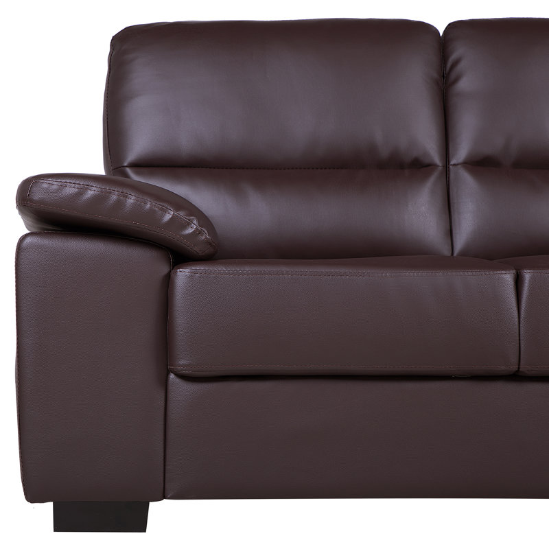 2 Seater Faux Leather Loveseat, Brown