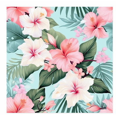 Floral Hibiscus Flower Pattern III Tropical Unframed Art Print
