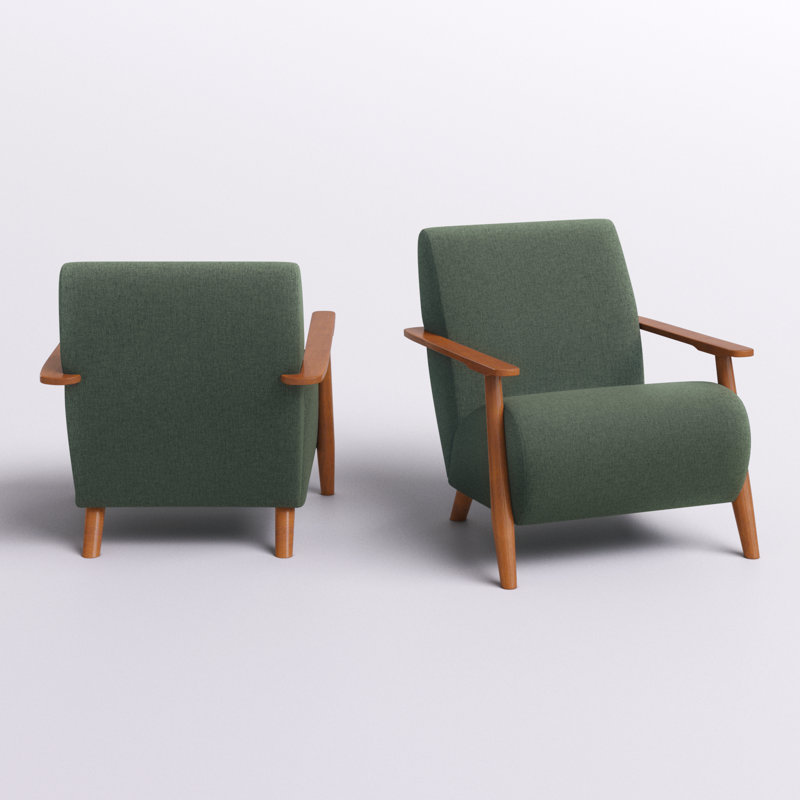 Upholstered Linen Blend Armchair, Green Linen