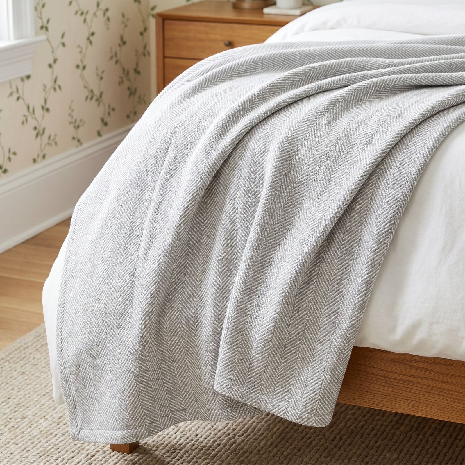 Orson Cotton Throw Blanket, Fog