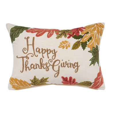 Happy Thanksgiving Leaves Throw Pillow