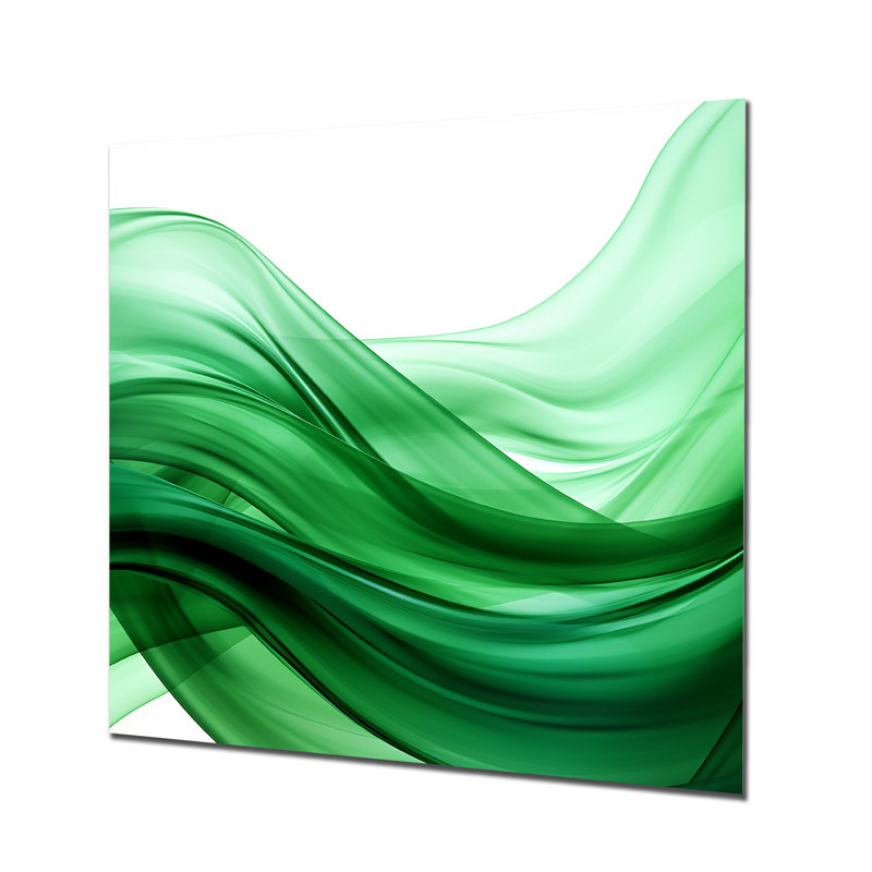 «Green and White Fractal Waves III», impression d'art mural en métal fractal, H 16 po x l 16 po