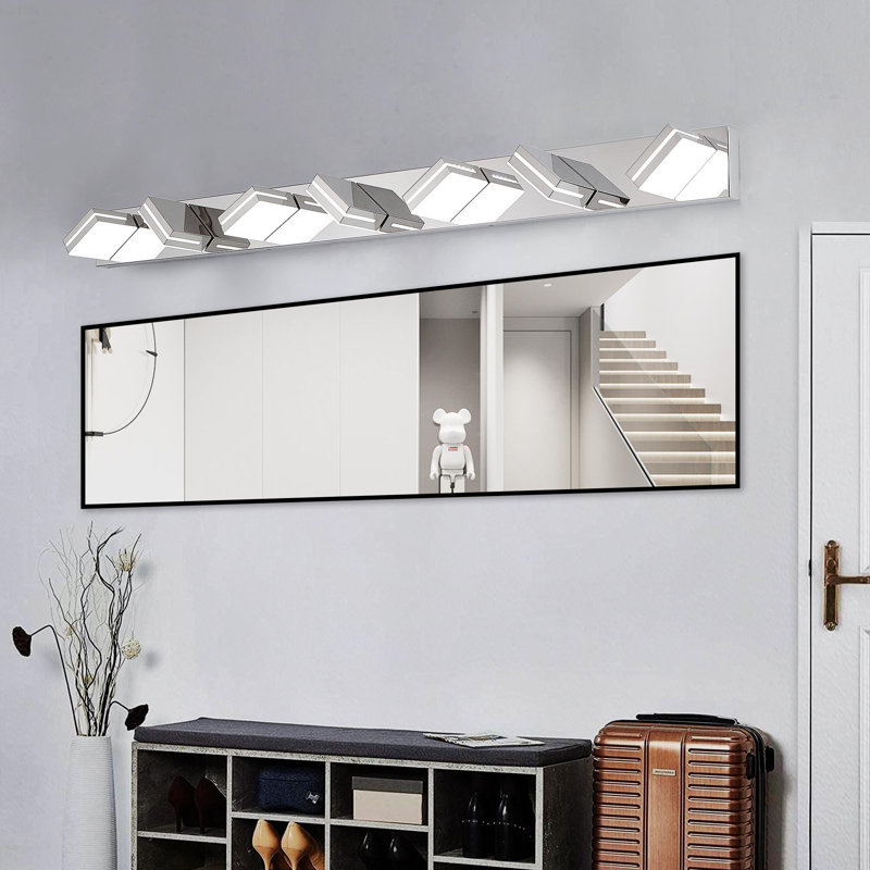 Luminaires de salle de bain Modern, H 5,1 po x l 55,1 po x P 4,3 po, Chrome, 7 lumières