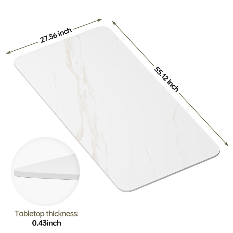 Plateau de table en pierre frittée de L 55,12 po x l 27,56 po