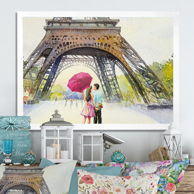 «Romantic Couple In Love In Paris XIII», reproduction sur toile flottante