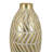 Accent Vase, Gold Resin Urn Shape, Lined Pattern In White, 28 Inch
