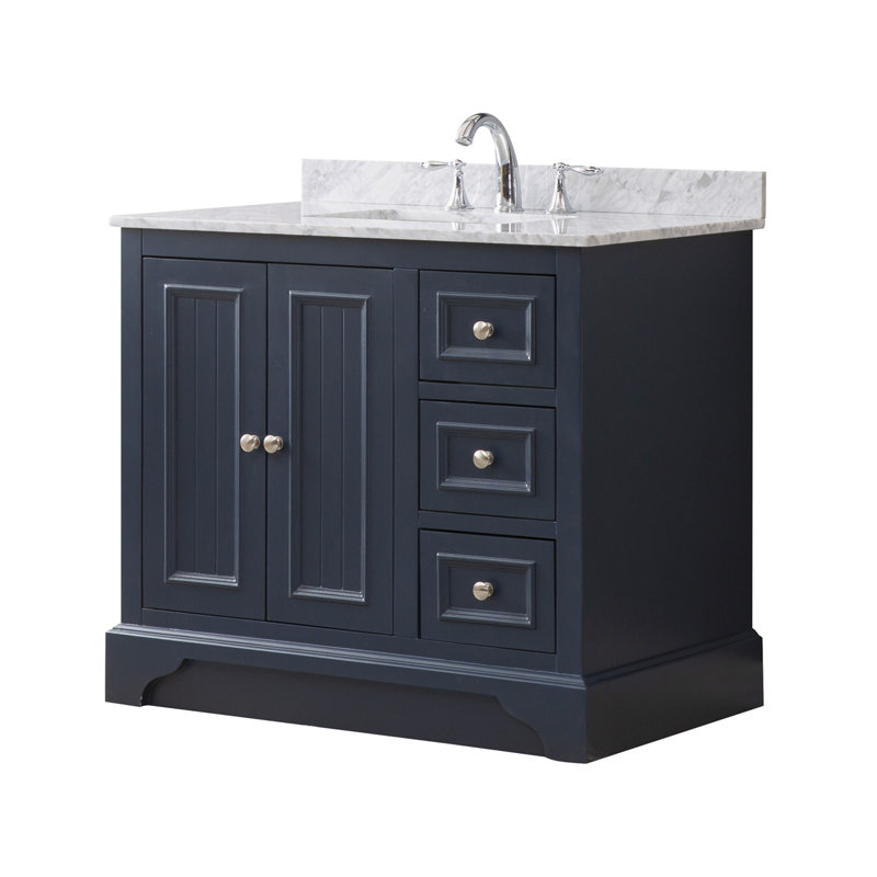 Ennie 36 " W Freestanding Standard Free Standing 1 Single Vanity Bathroom Vanity With Marble Top