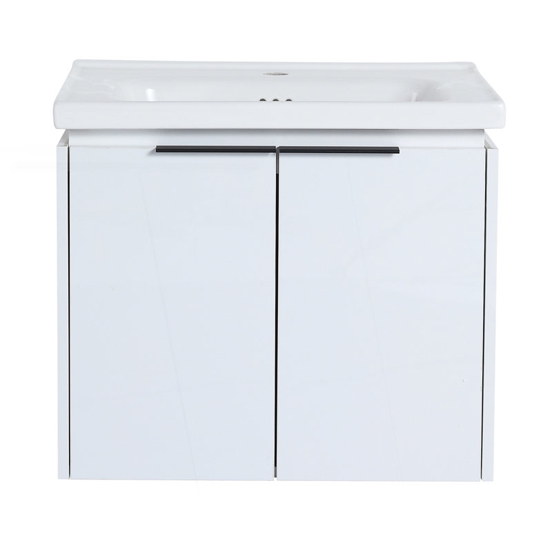 Meuble-lavabo de salle de bain avec lavabo et portes à fermeture douce
