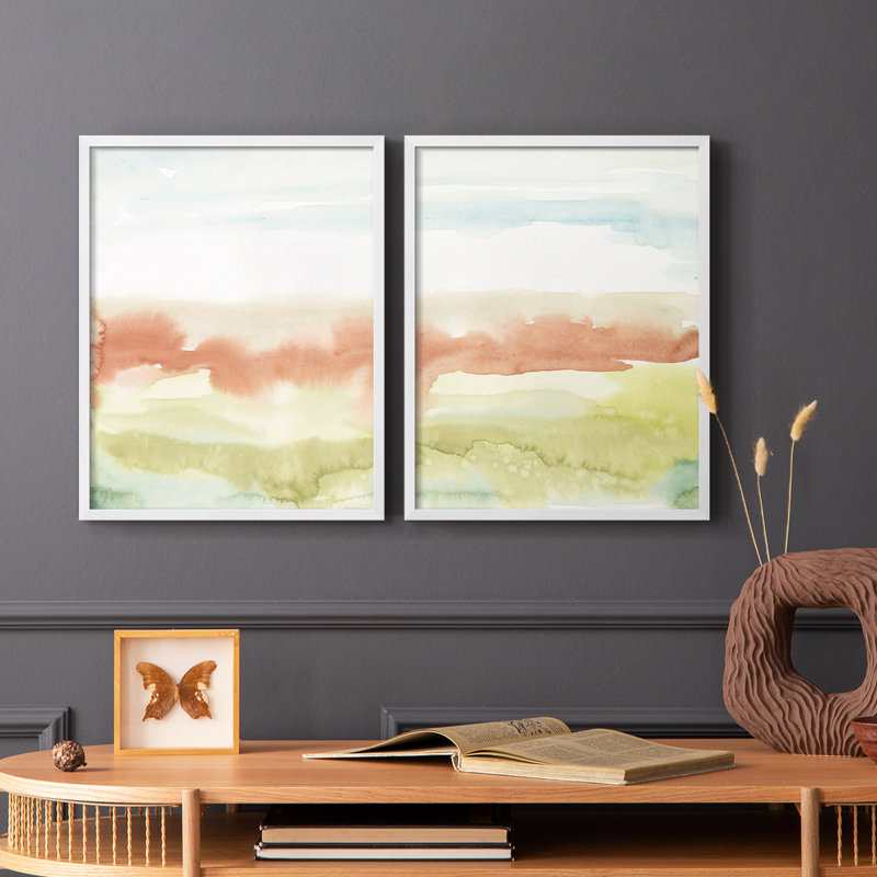 «Blush Sunrise I», reproduction encadrée de qualité supérieure - prête à être accrochée - aucun clou requis - aucun clou requis