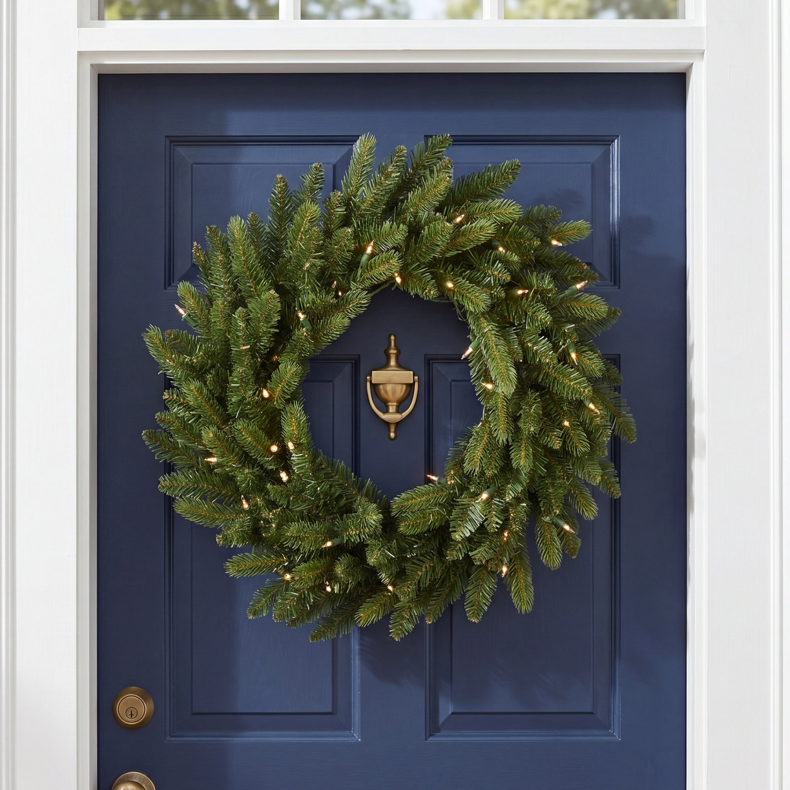 Pre-Lit Fir Wreath, 24" H x 24" W x 5" D