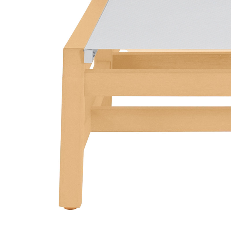 Chaise longue Seashore en bois naturel avec toile blanche, Naturel