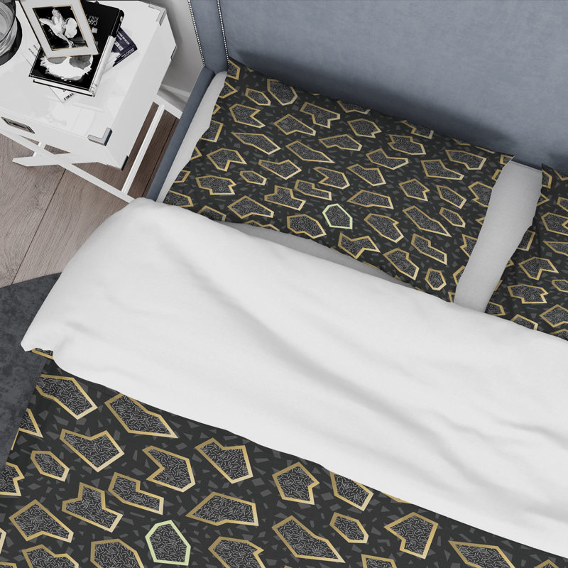 Ensemble de housse de couette Gold Retro 80S Mid-Century, Twin Duvet Cover + 2 pillow cases