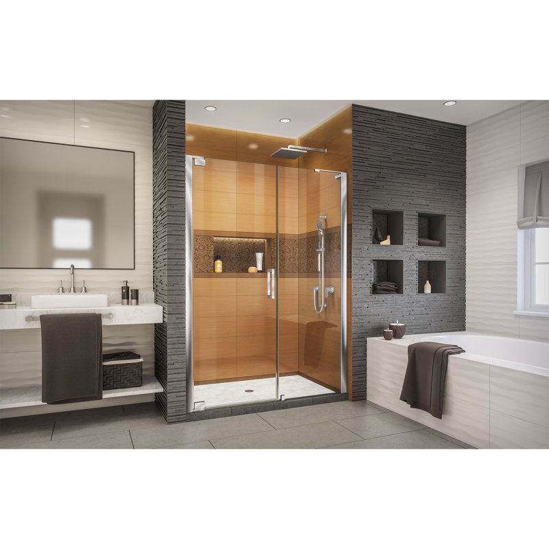 DreamLine Elegance-LS 56 - 58 inch W x 72 inch H Frameless Pivot Shower Door in Chrome, Chrome, 58"