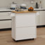 Chariot pour îlot de cuisine avec tablettes réglables, porte-serviettes et assaisonnement - roulement blanc