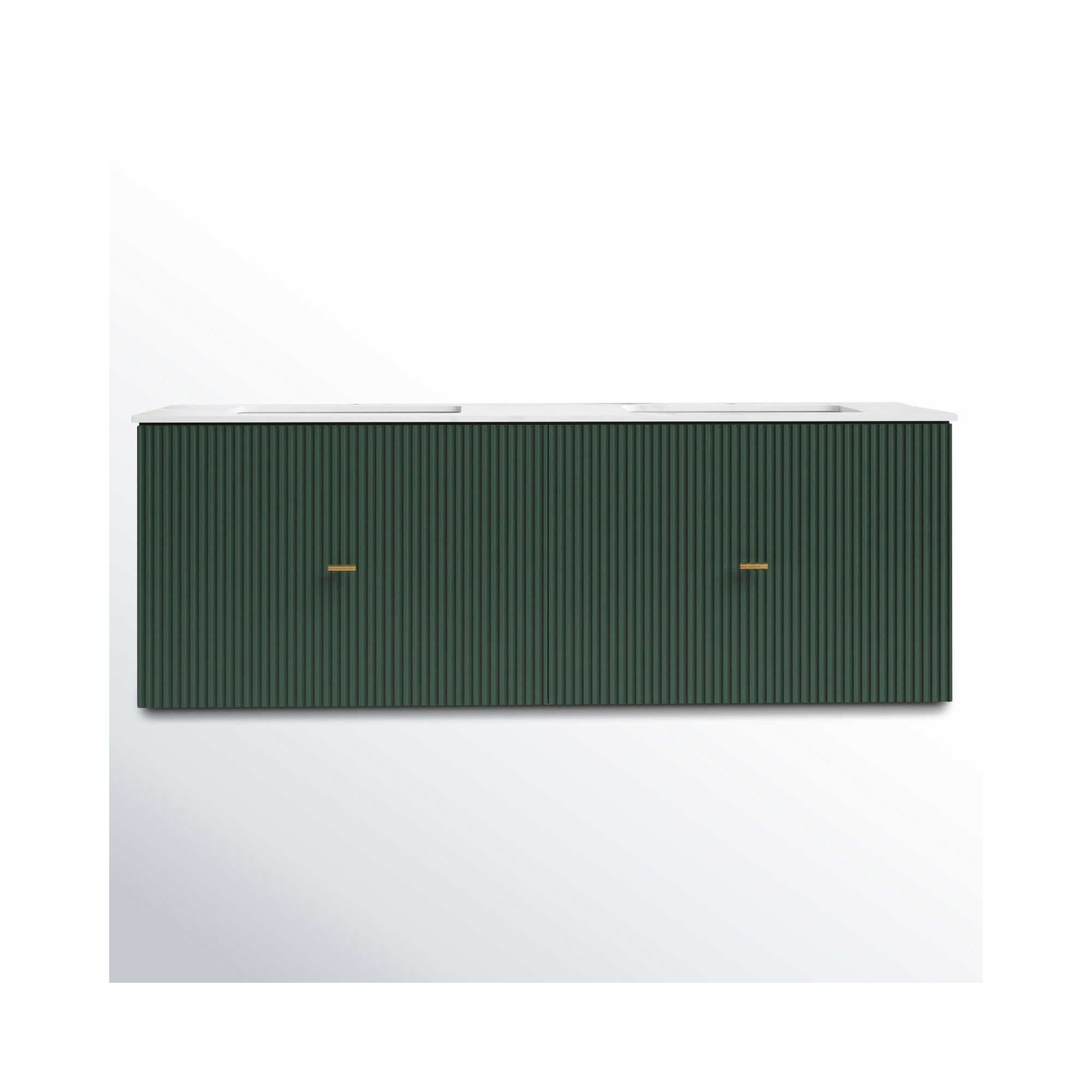 Jamell 60'' Double Bathroom Vanity, Forest Green, White