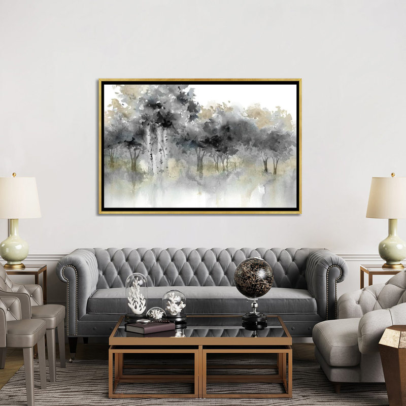 Water's Edge I - Noir et or 6 pièces, Toile tendue, H 18 po x l 26 po