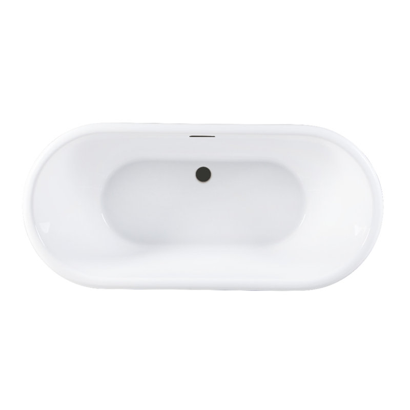 Kingston Brass Aqua Eden 71-Inch Acrylic Oval Double Ended Pedestal Tub with Drain (No Faucet Drillings), Matte Black