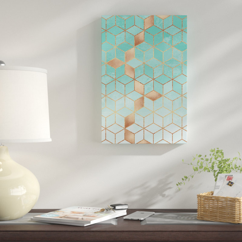 « mou gradient aquamarine », impression sur toile, H 12 po x l 8 po x P 0,75 po, Toile tendue, Pas de tapis
