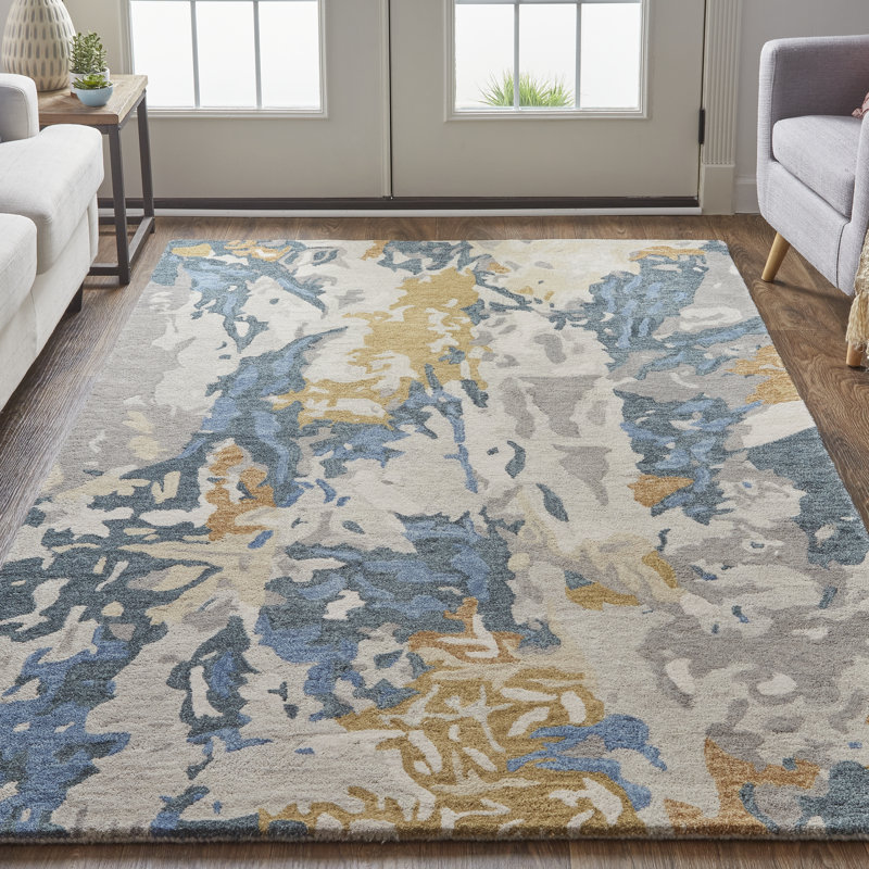 Tapis gris / bleu / or Trasdamad, Rectangle 9 pi x 12 pi