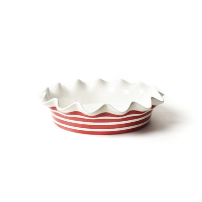 Stripe Ruffle Pie Dish Red