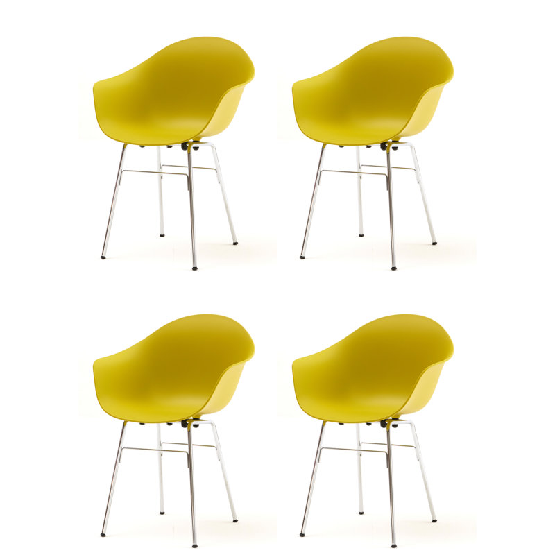 Fauteuil TA (ensemble de 4), Moutarde / chrome