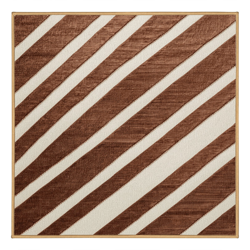  Tapis ivoire lavable rayé en cuivre, Carré 4 pi