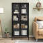 Armoire de rangement à 4 tablettes avec portes en verre Dalziel-1580397010