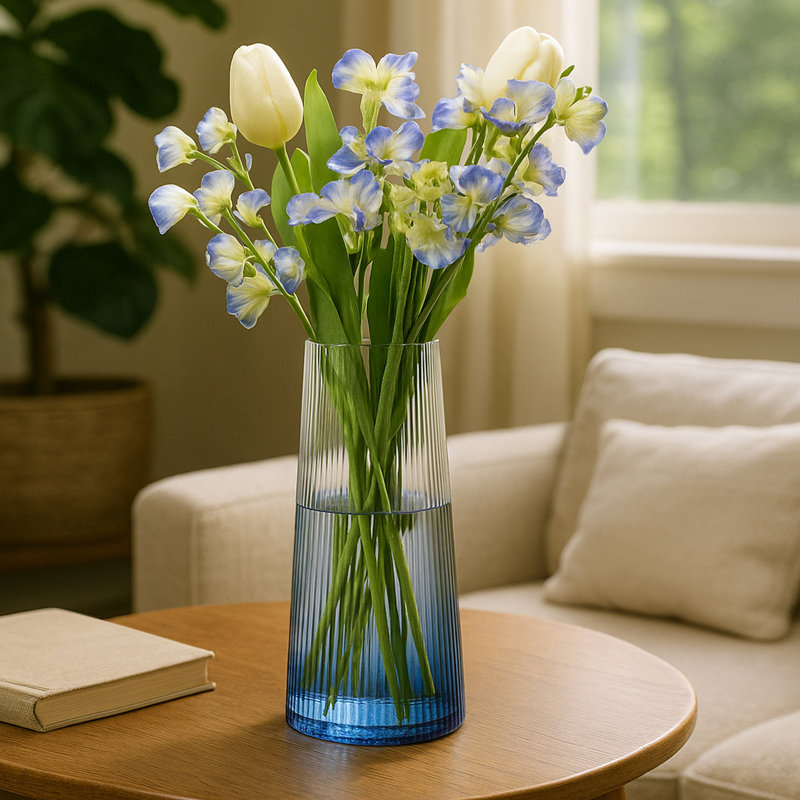 Empire Handmade Glass Table Vase, Blue