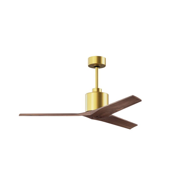 Ertugrul 3 - Blade Standard Ceiling Fan, Walnut, Brushed Brass, 52"