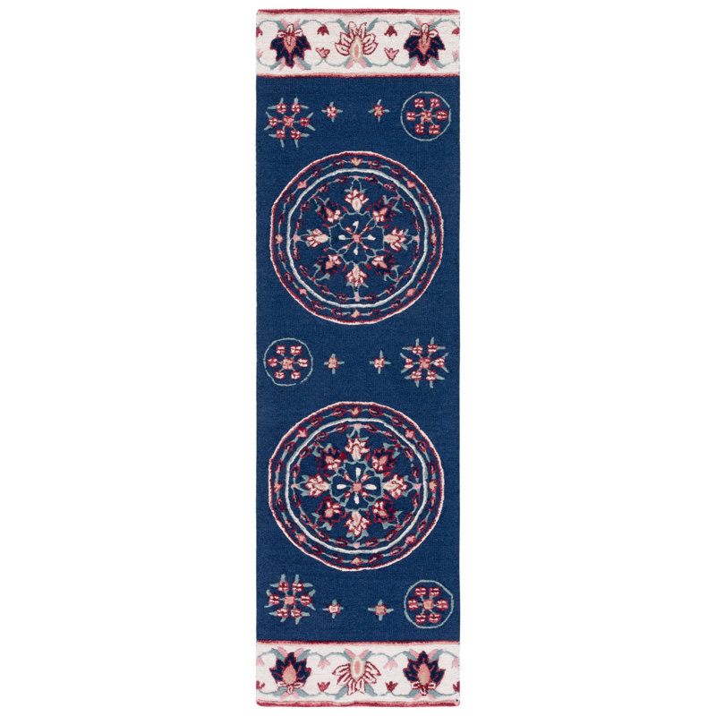 Tapis floral en laine touffeté à la main Cylie, Tapis de couloir 2 pi 3 po x 8 pi