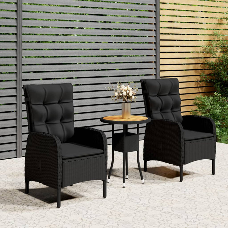 Bar Set with Stools, Brown, Black