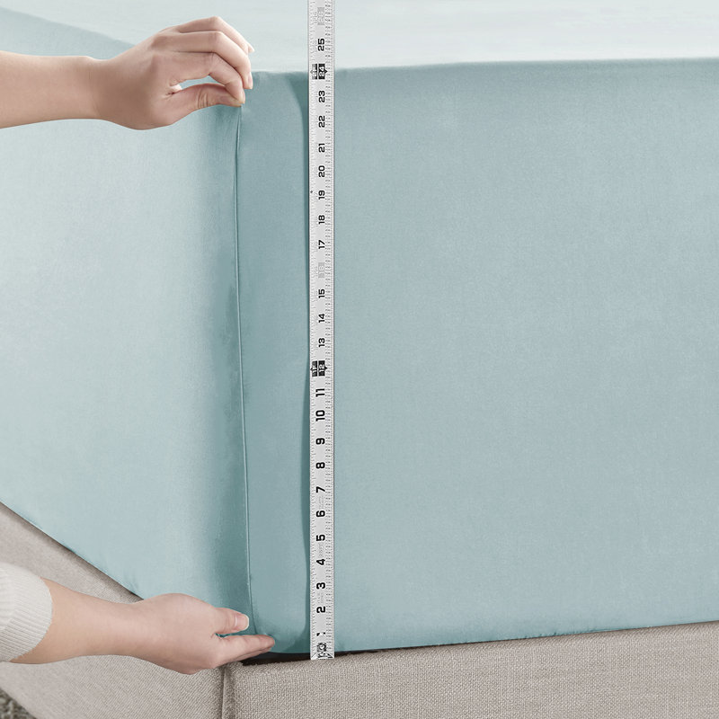 Empyrean Bedding Extra Deep Pocket Solid Fitted Sheet, Queen Fitted Sheet, Light Blue