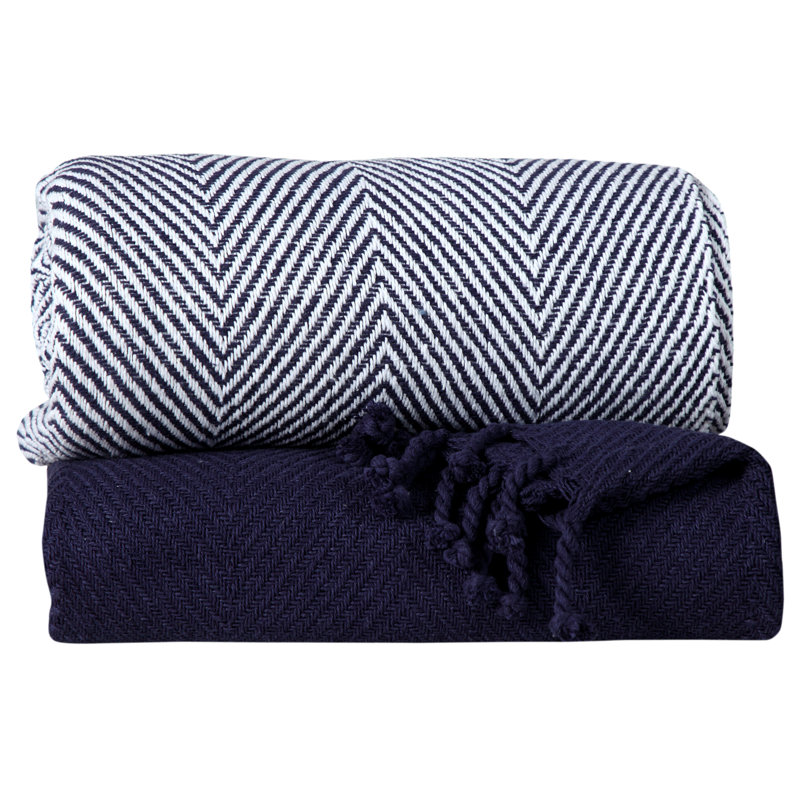Jeté luxueux 100% coton, Marine