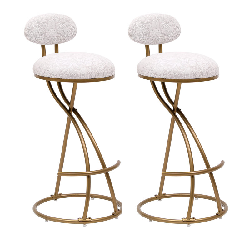 Ensemble de 2 tabourets de bar ronds à imprimé en métal pour îlot de cuisine et tabourets de comptoir de salle à manger