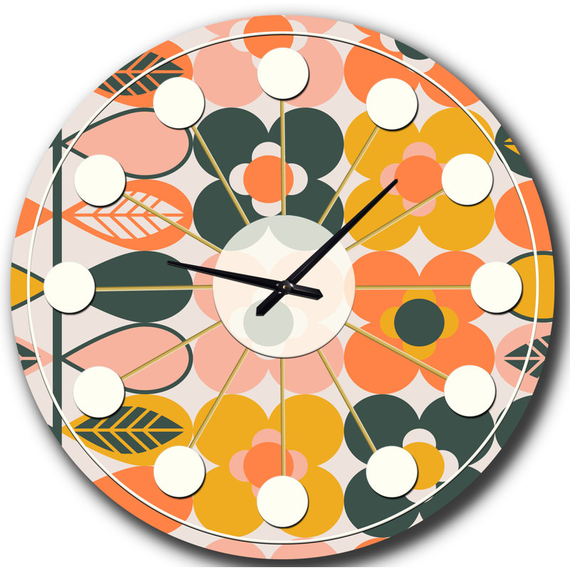 Horloge murale Botanical Retro Design I - Mid-Century, Moyenne