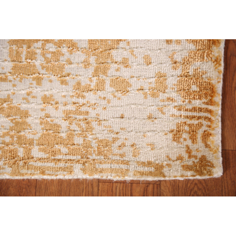 Tapis contemporain doré fait à la main 2x3