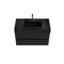 Meuble-lavabo en noyer de 36 po Grace avec lavabo en quartz noir mat et tiroirs noirs doux, meuble-lavabo mural flottant pour salle de bain moderne, lavabo une pièce noir mat, KD