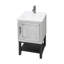 Armoire de salle de bain 20 po avec lavabo, robinet en aluminium texturé, 1 porte de meuble-lavabo autoportant et tablette ouverte en fer, patins réglables pour minimiser l'impact de la petite armoire au sol, évier en céramique blanche-1613987099