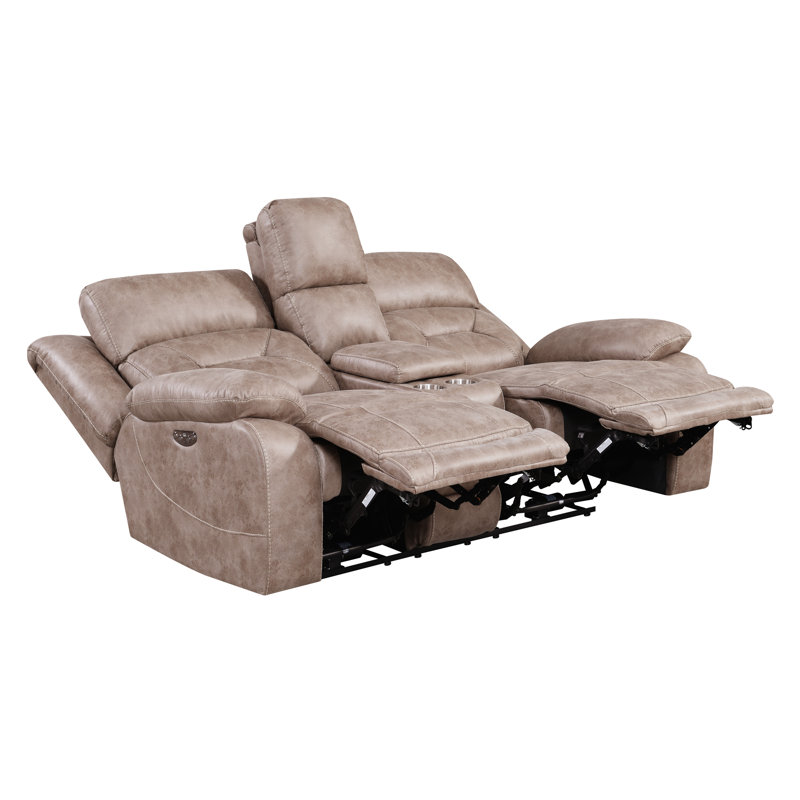 Aprill Upholstered 77'' Reclining Loveseat, Desert Sand Polyester