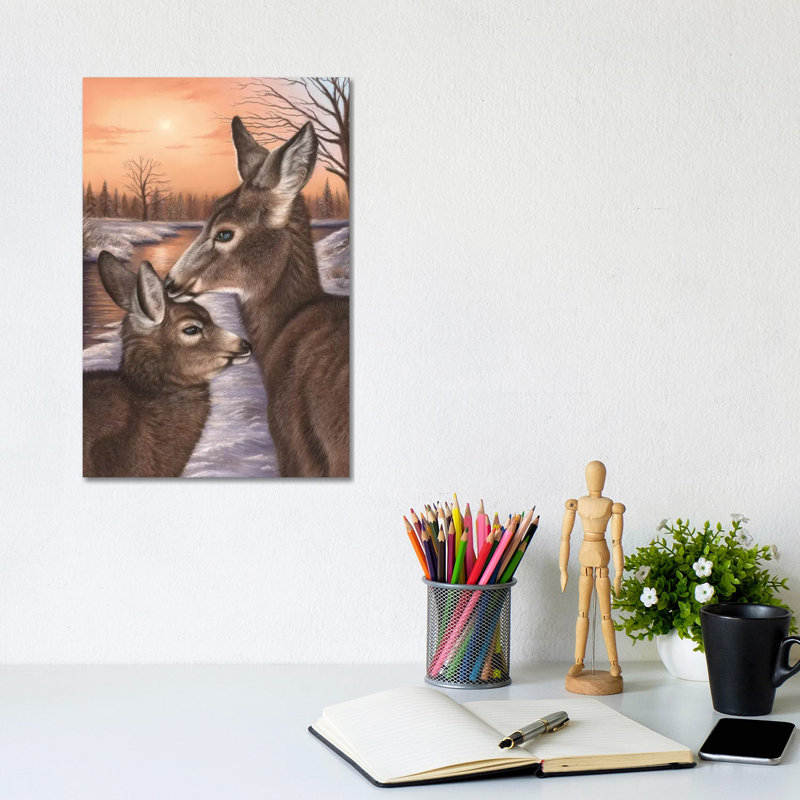 Deer And Fawn by Richard Macwee - Wrapped Canvas Gallery-Wrapped Canvas Giclée, 20.32 cm H x 30.48 cm W