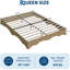 Base de lit plateforme en bois à grand bord ondulé, lattes silencieuses, finition bois naturel