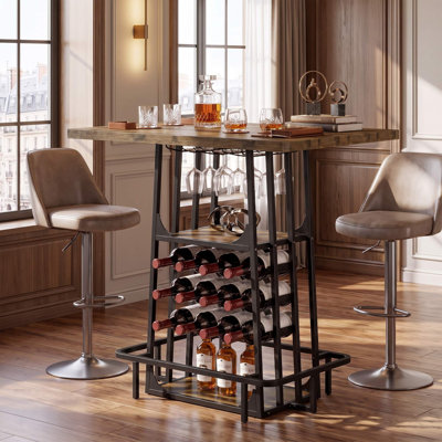 Table de comptoir industrielle en MDF de style rustique avec rangement
