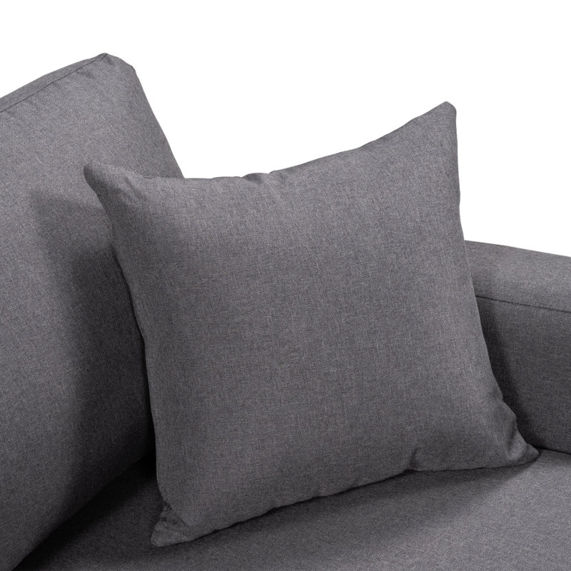 Canapé-lit modulaire gris 87,44 po avec rangement, mousse haute densité et coussins décoratifs